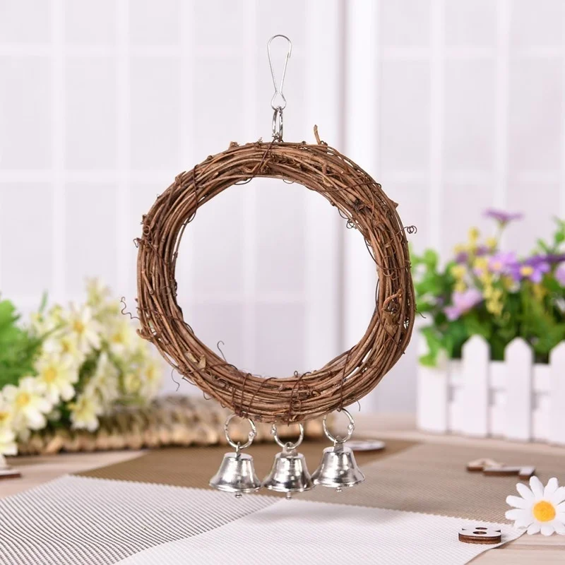 Bird/Parrot Hanging Swing Rings With Bells Chew Toy For Birds Standing Pet Toy Supplies