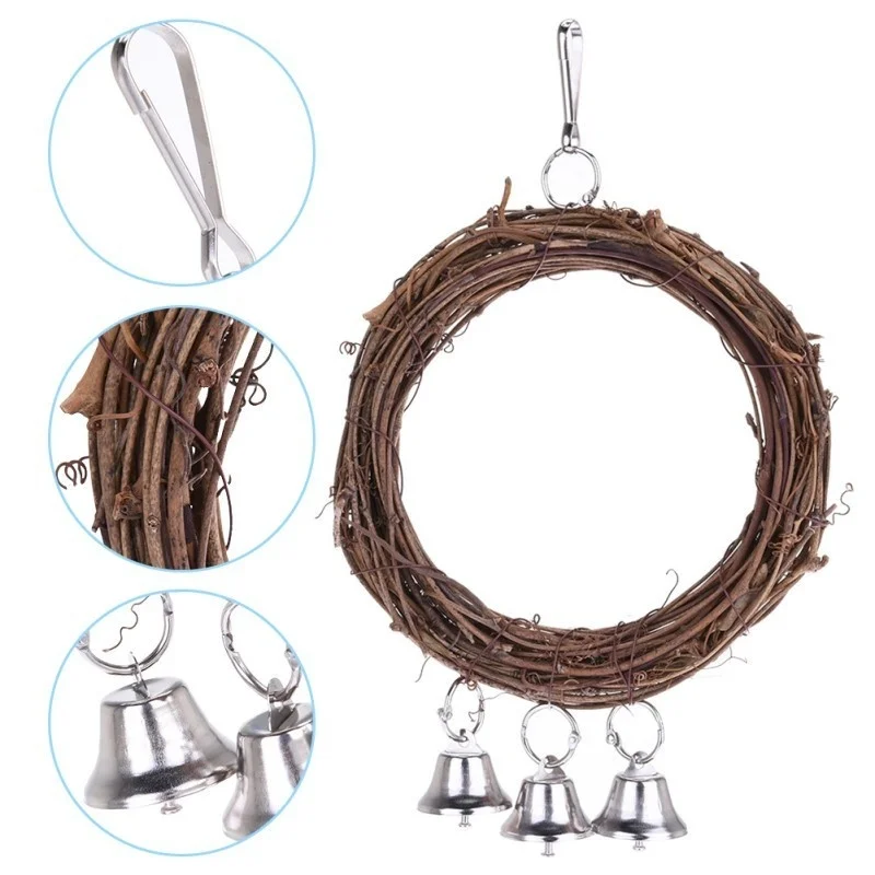 Bird/Parrot Hanging Swing Rings With Bells Chew Toy For Birds Standing Pet Toy Supplies